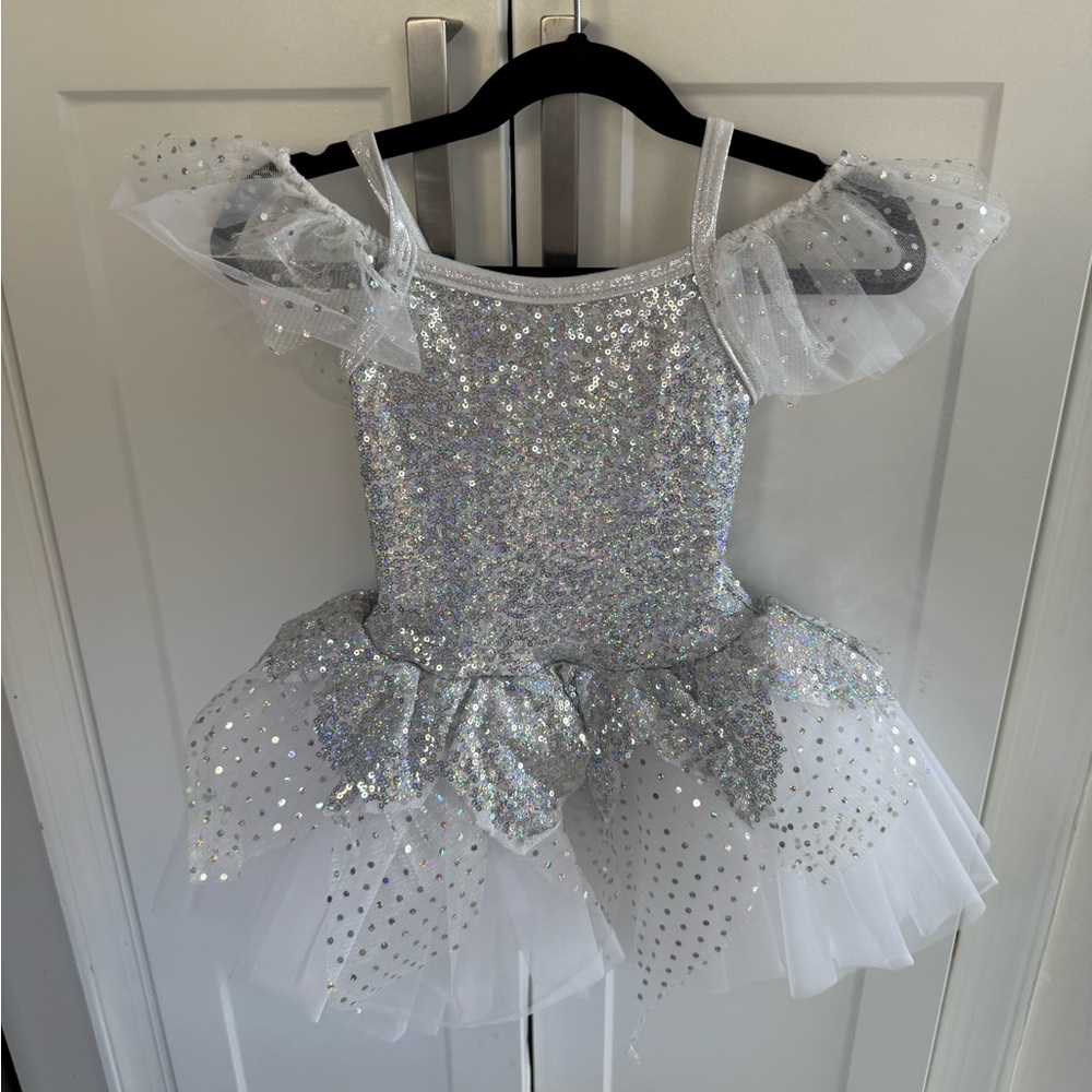 Wish Glittering Silver Kids Dance Costume